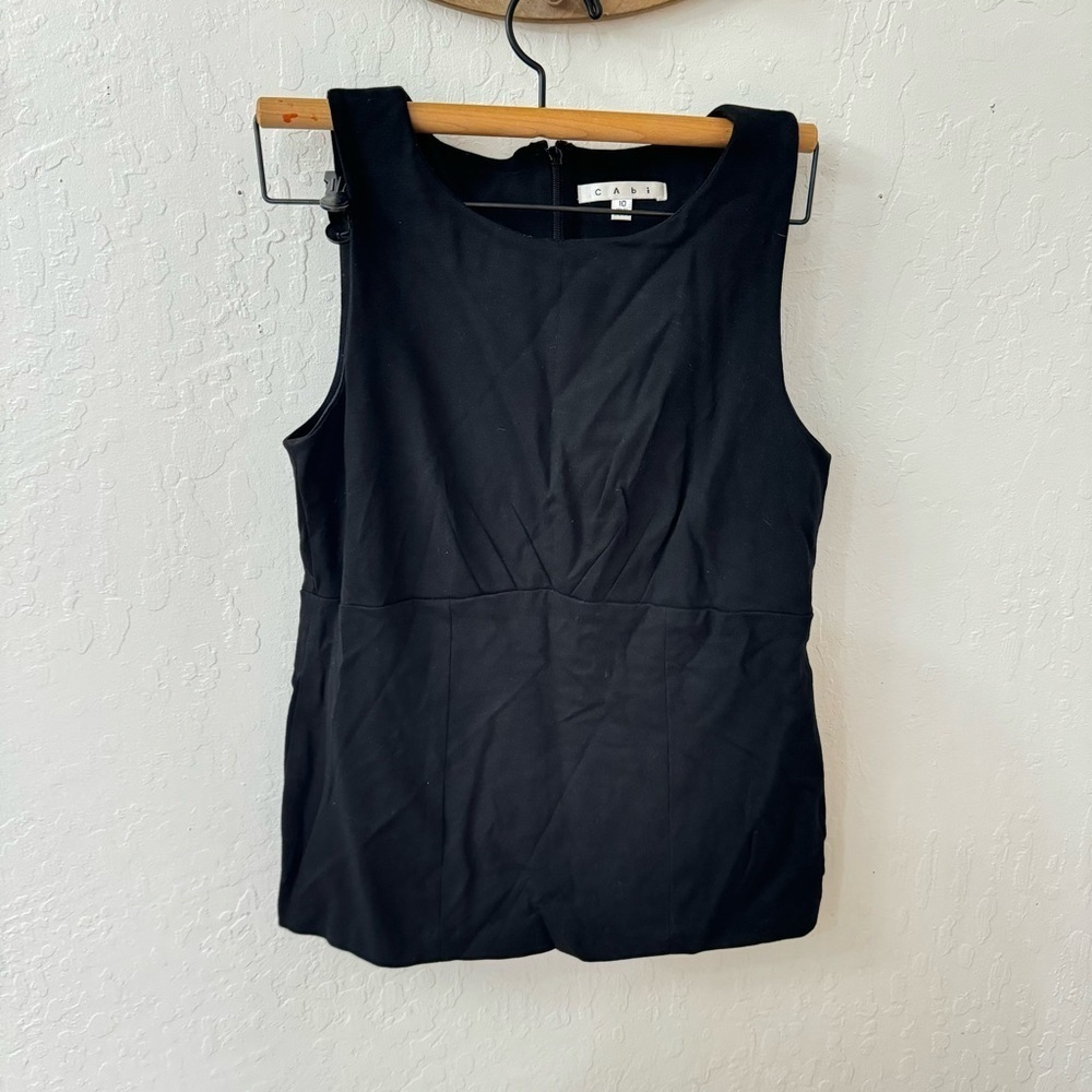 CAbi Black Top Size 10 Uptown Thick Ponte Knit Blouse Flare 224 Sleeveless Tank - Picture 4 of 4